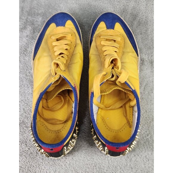 Zara Man Shoes Mens Size 9 Yellow Blue Distressed Style Spiked Casual Sneakers - Picture 8 of 8